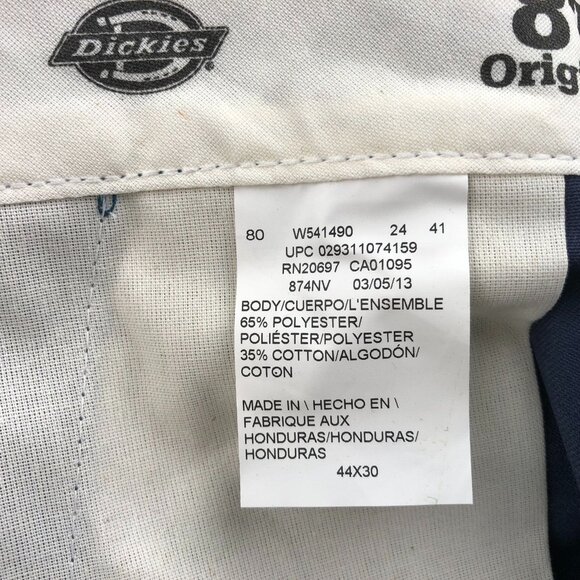 NEW Dickies Mens Original Fit Work Pants 44X30 Navy Flat Front Straight Chino - Picture 5 of 8